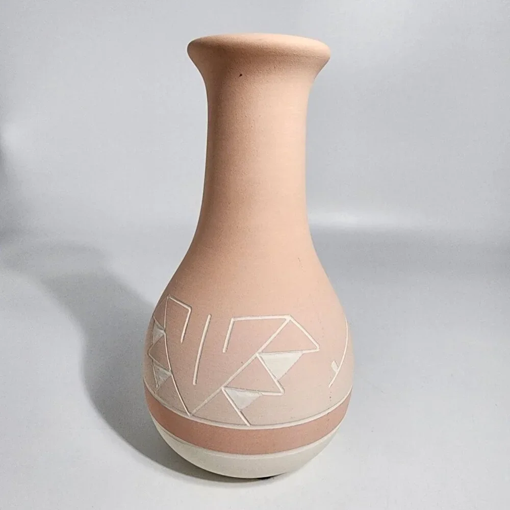Sioux Pottery Handmade Ceramic Vase With Traditional Native American Design
